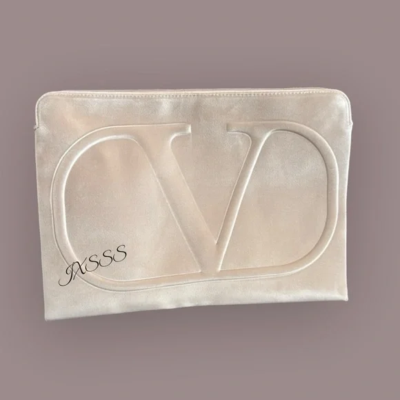 Beige-Light Pink (Velour) Valentino Beauty Large Laptop Bag-Sleeve - Picture 2 of 11